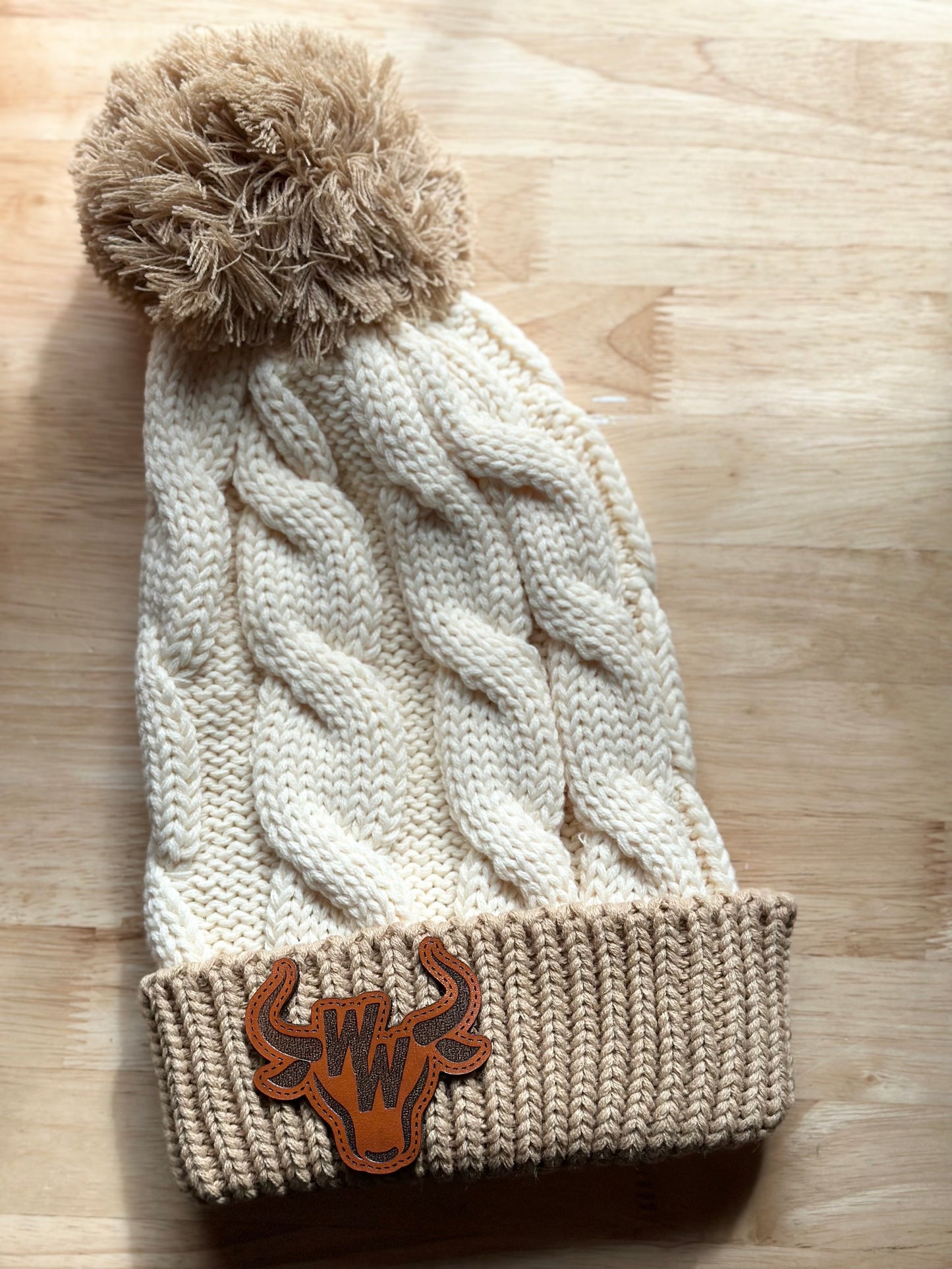 Tan Pom Beanie