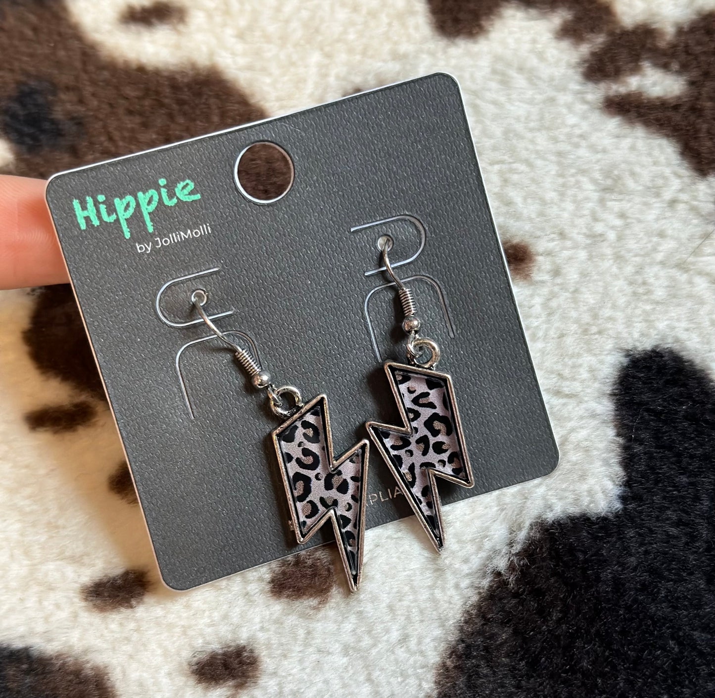 Leopard bolt earrings