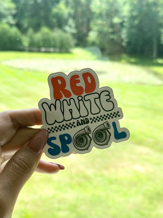 Red, White & Spool Sticker