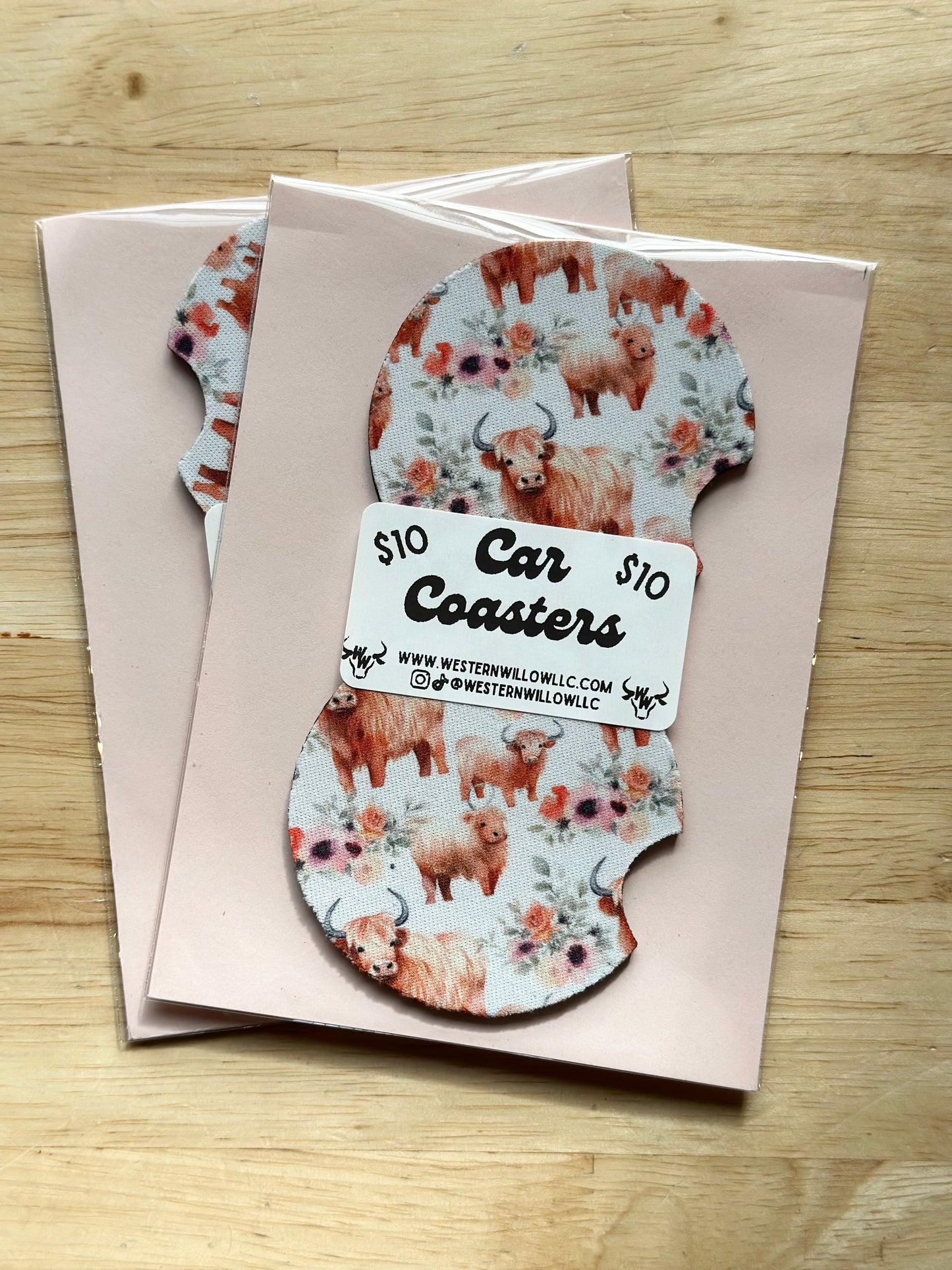 Floral Cow Car Coasters