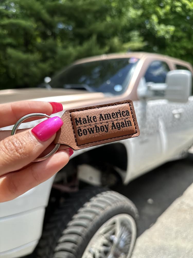 Make America Cowboy Again Leather Keychain