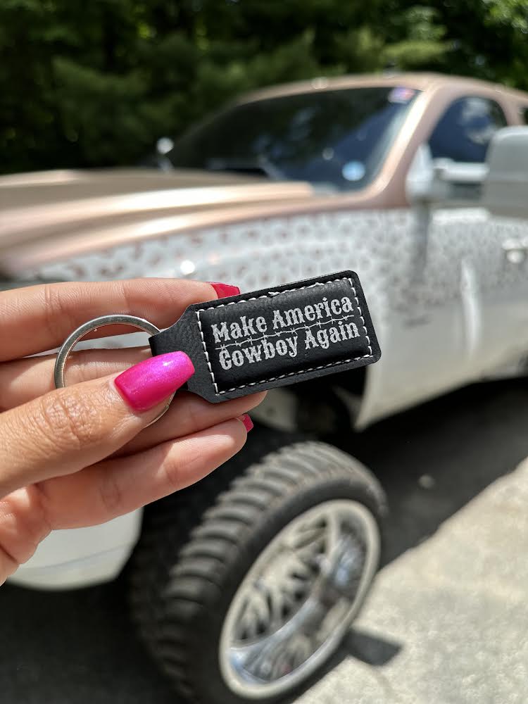 Make America Cowboy Again Leather Keychain