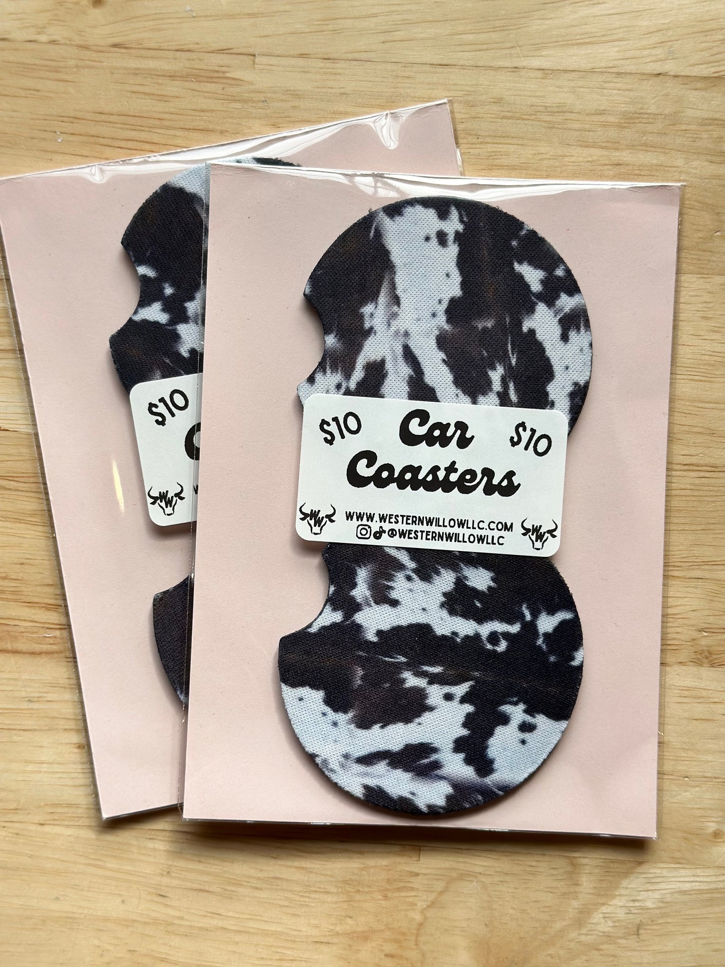 Cowhide Car Coasters