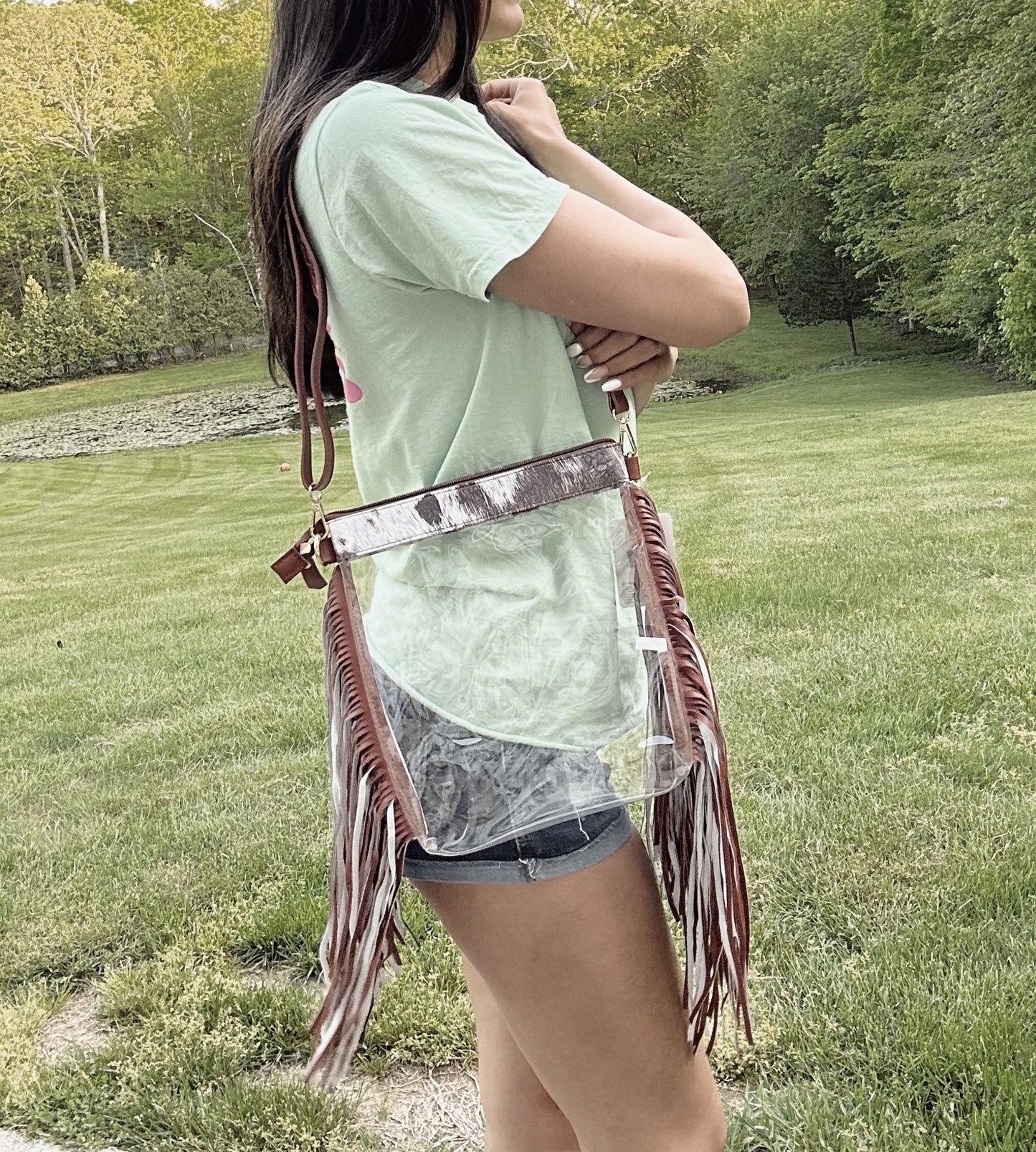 Brown Cow Print Concert Crossbody