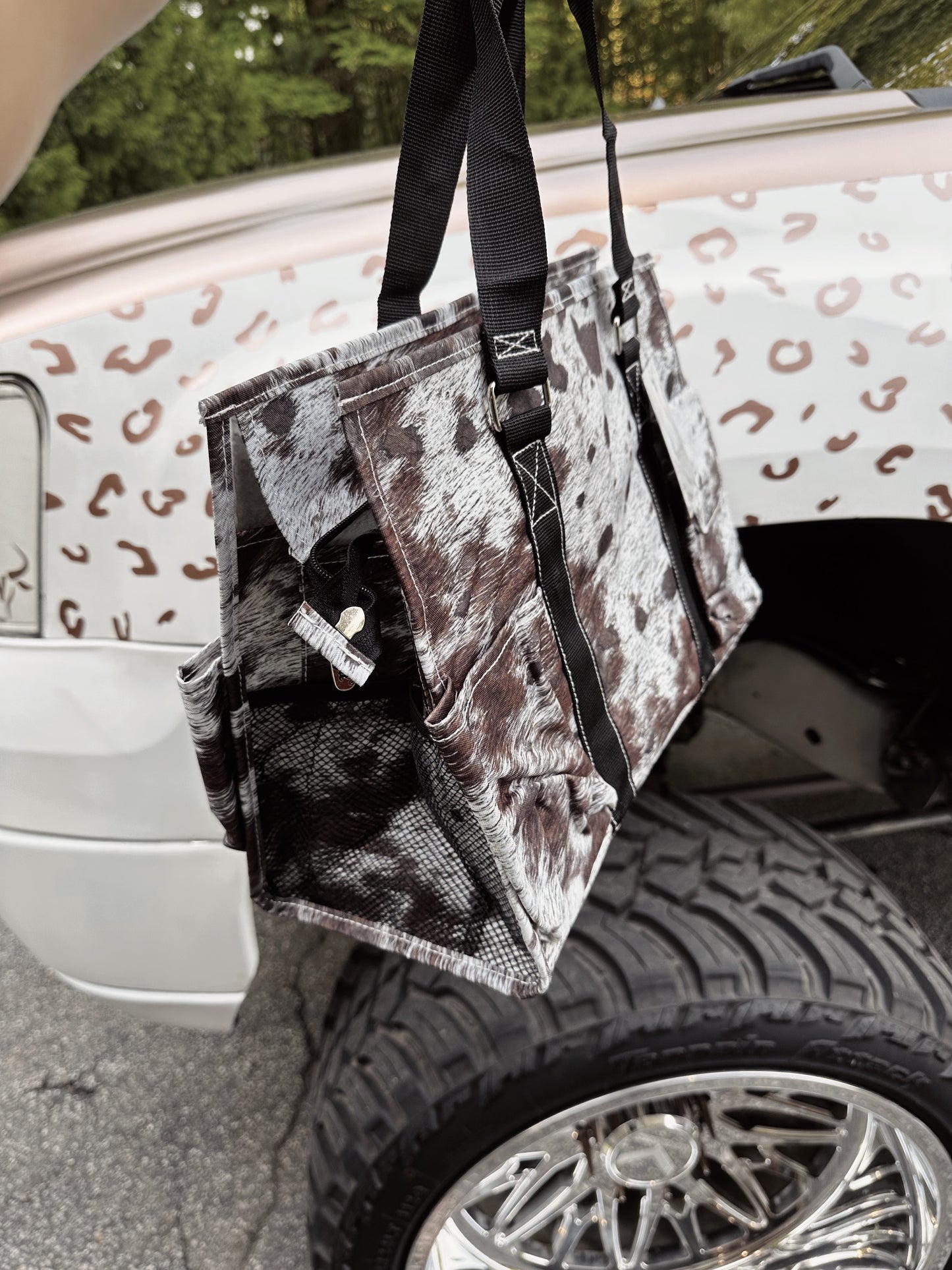 Brown Cow Print Tote Bag